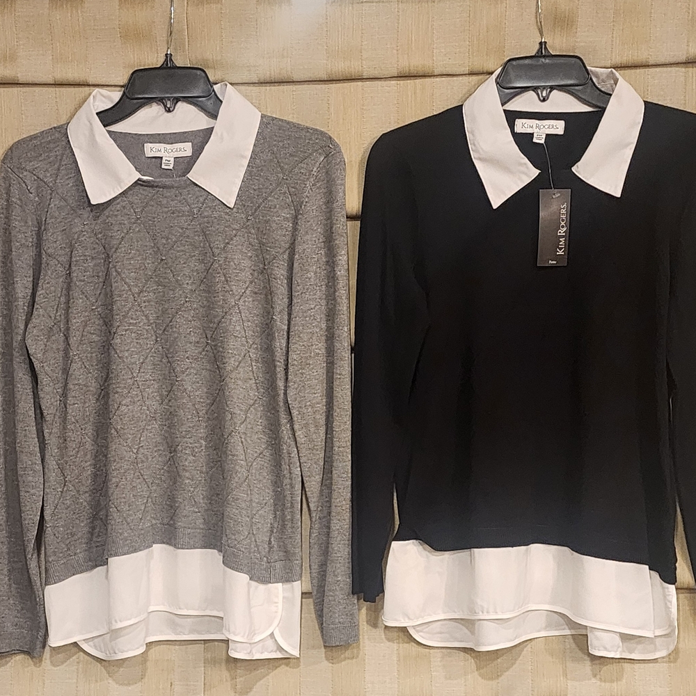 Kim Rogers Black Sweater with White Collar